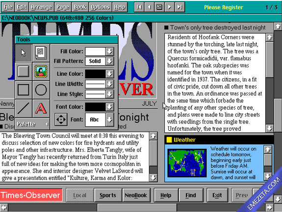 Screenshot of an early NeoBook interface for DOS